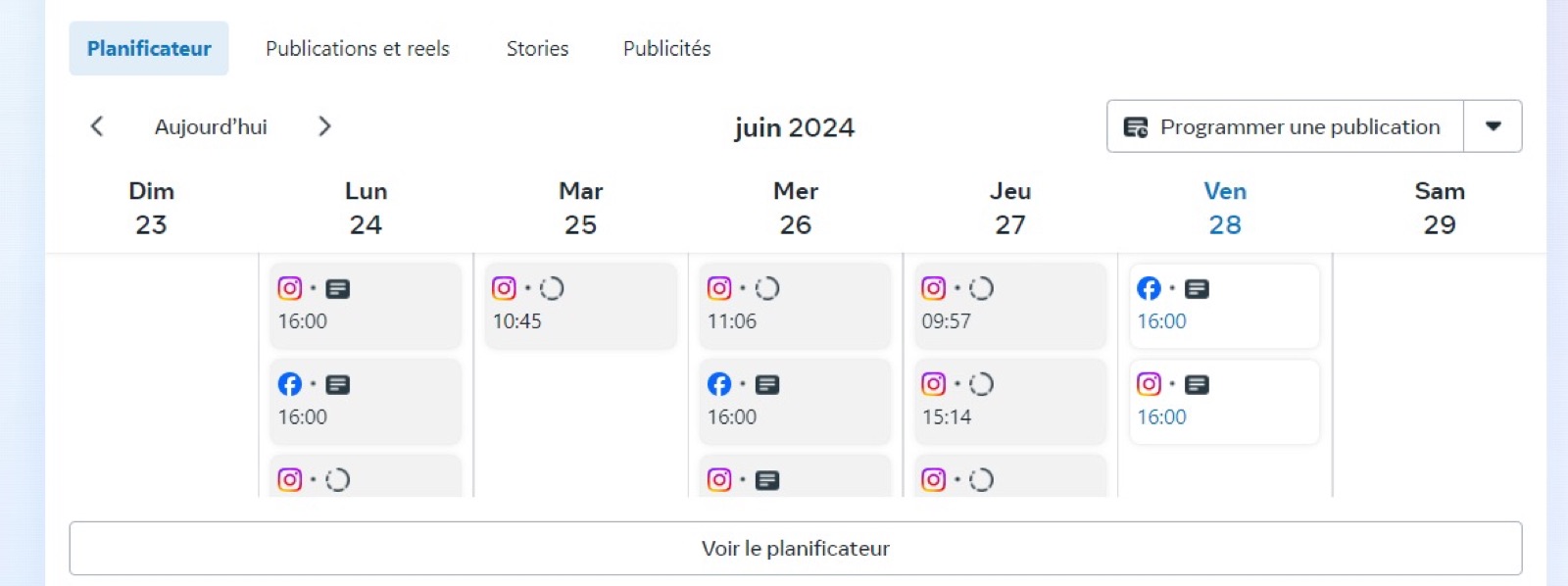 Meta Business Suite scheduler