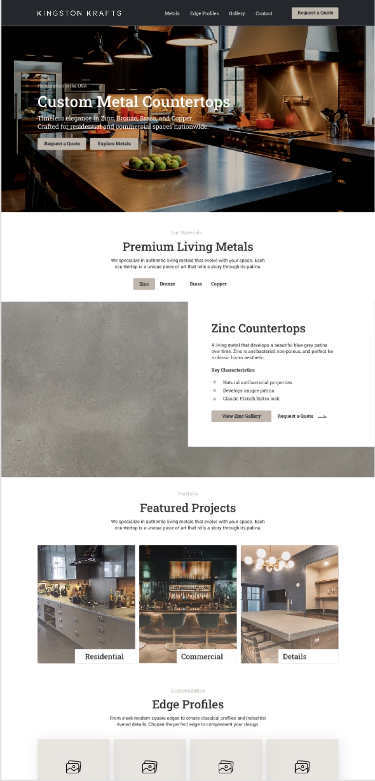 Kingston Krafts landing page build